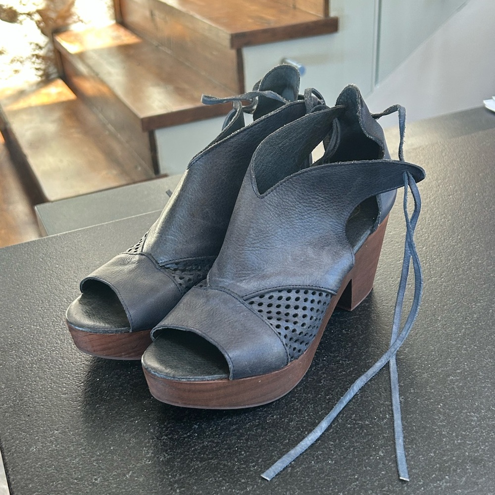 Free People Blue Leather Heels